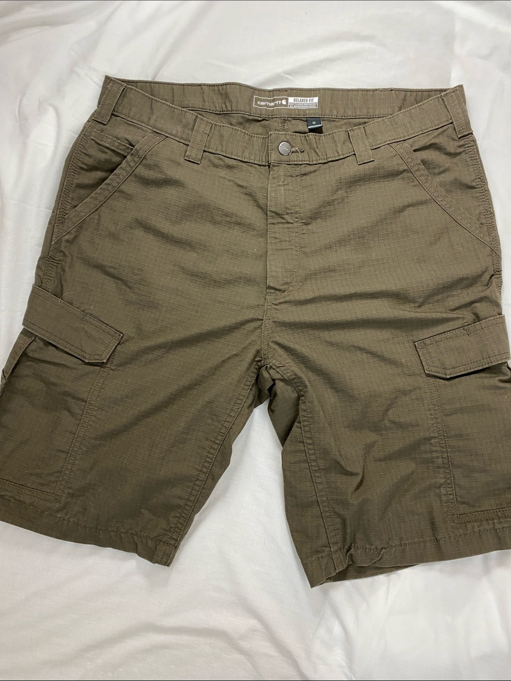 Carhartt Men's Olive Green Cargo Shorts Ripstop relaxed fit